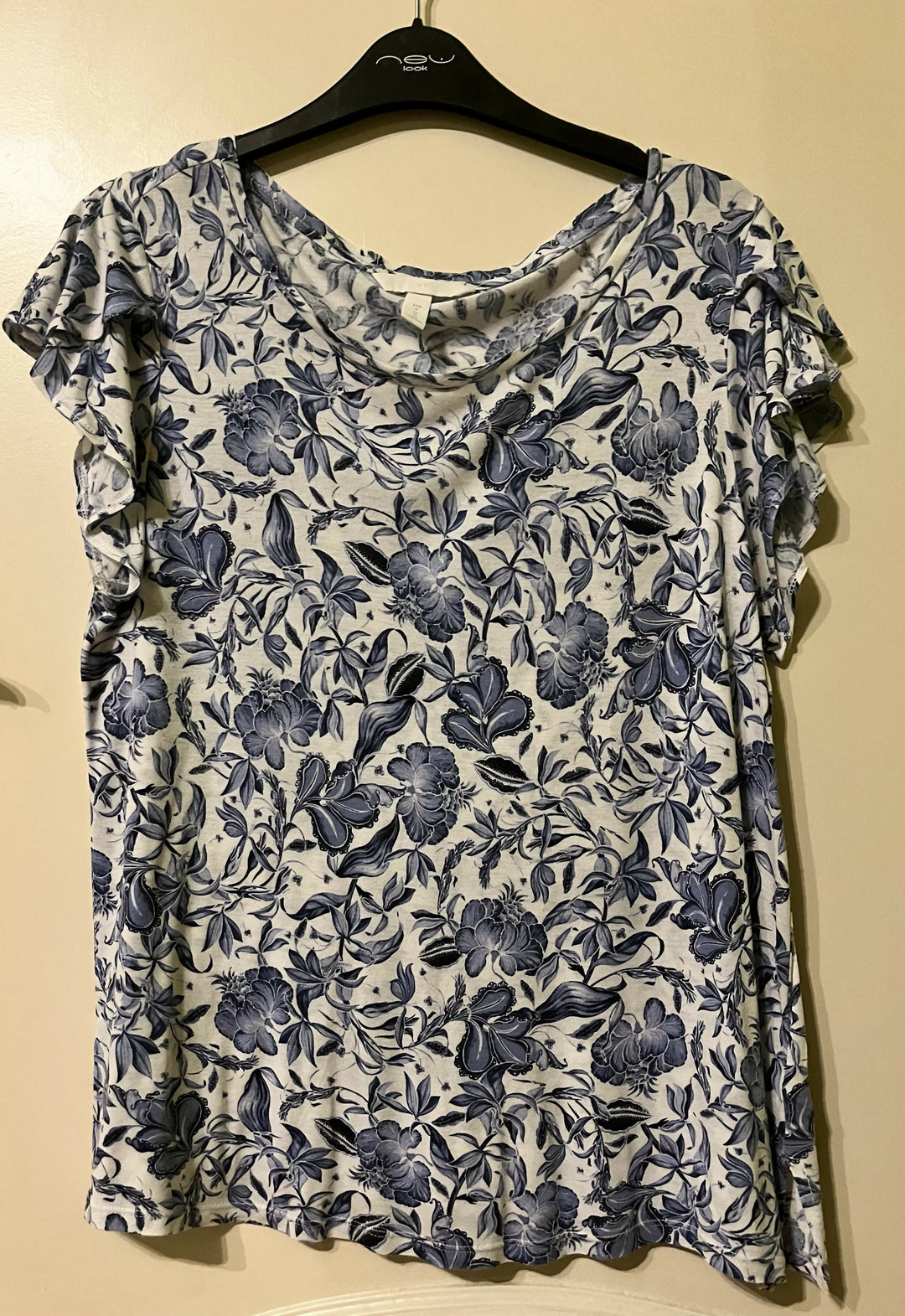 H&M - Blue Floral Blouse/Top - Size: EUR/UK (M)