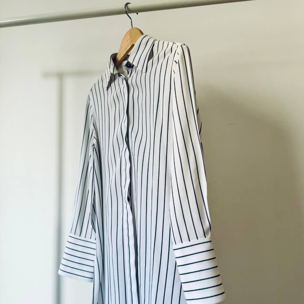 Massimo Dutti Striped High-Low Long Shirt - EUR 38