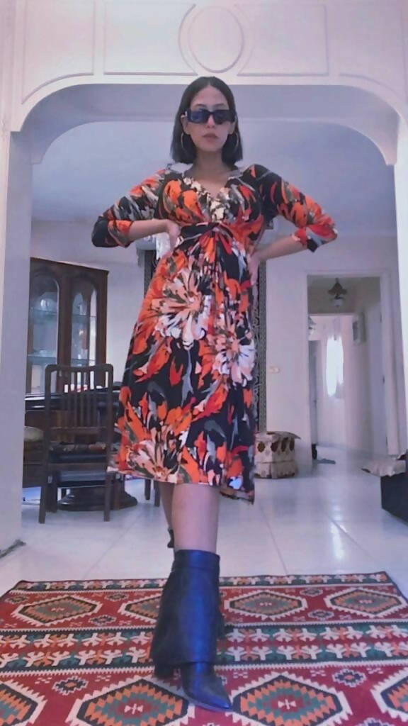 Chic Patterned Dress Size M-L