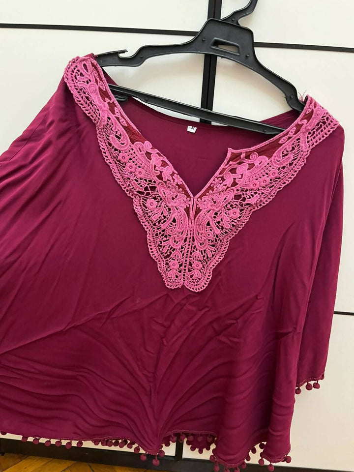 Burgundy Flowy Top Size M