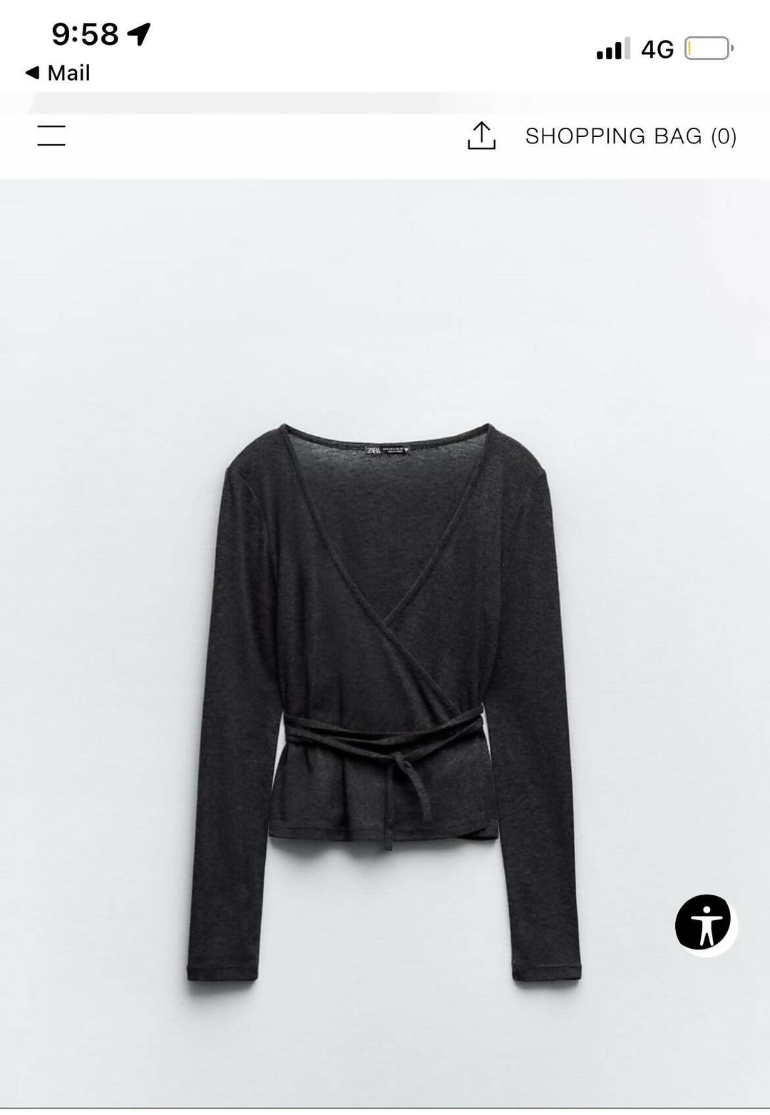 Zara Wrap Black Top Size L