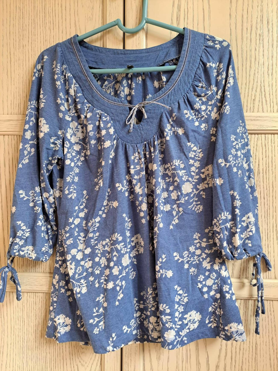M&S Floral Blue Blouse - Size Medium