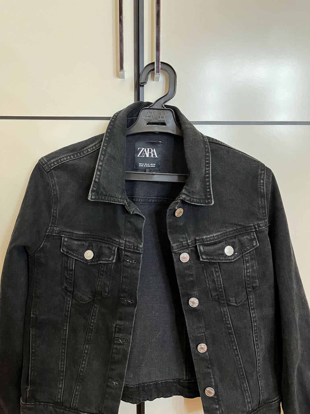 Zara Black Jeans Jacket Size: S/M