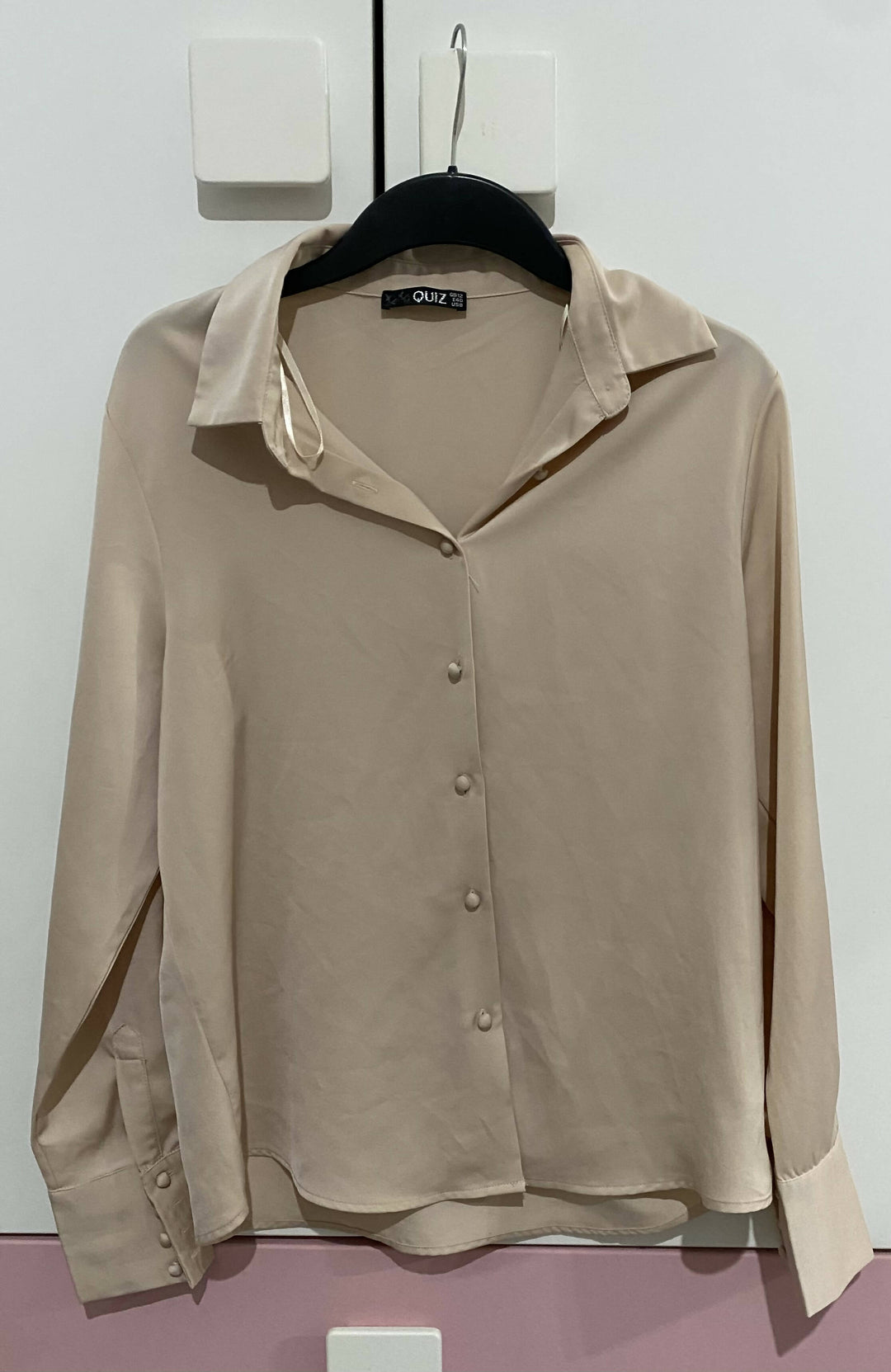 Champagne Satin Blouse Large QUIZ