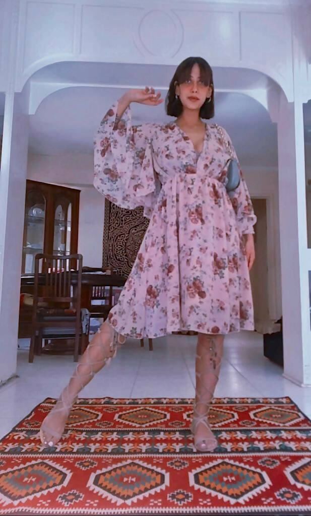 Fluffy Floral Chiffon Dress Size M-L