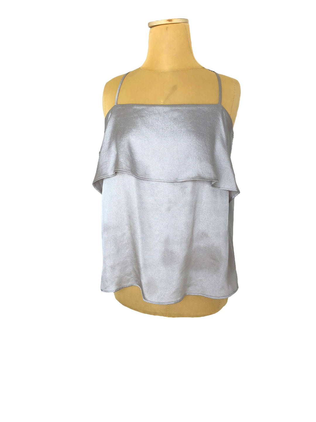 H&M Silver Top with Ruffles Size: EU 38