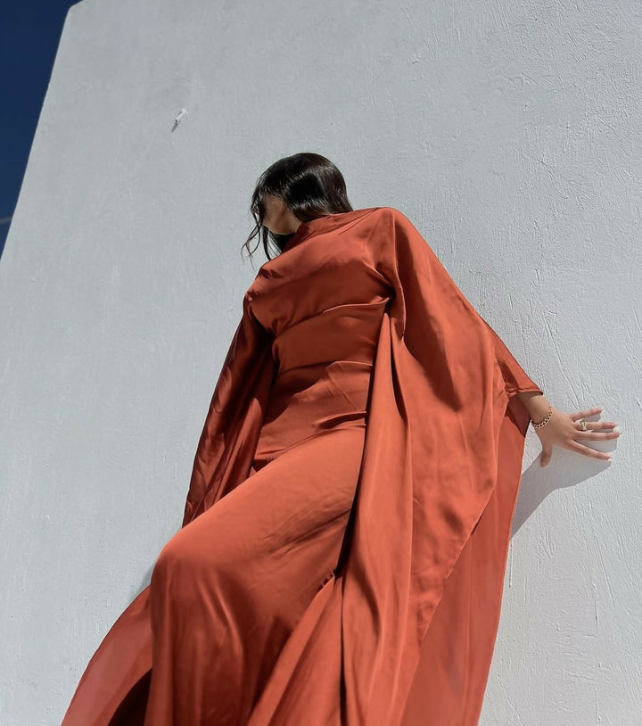Orange Bronze Satin Dress