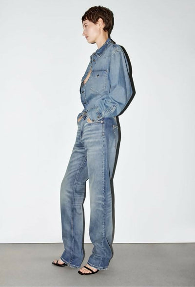 Zara New Straight Slim Fit Blue Jeans Size: 38