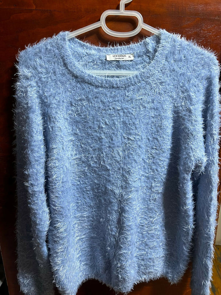 LCW Furry Blue Winter Pullover
