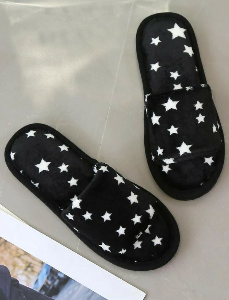 Black Stars Bedroom Slippers New - Size 38/39