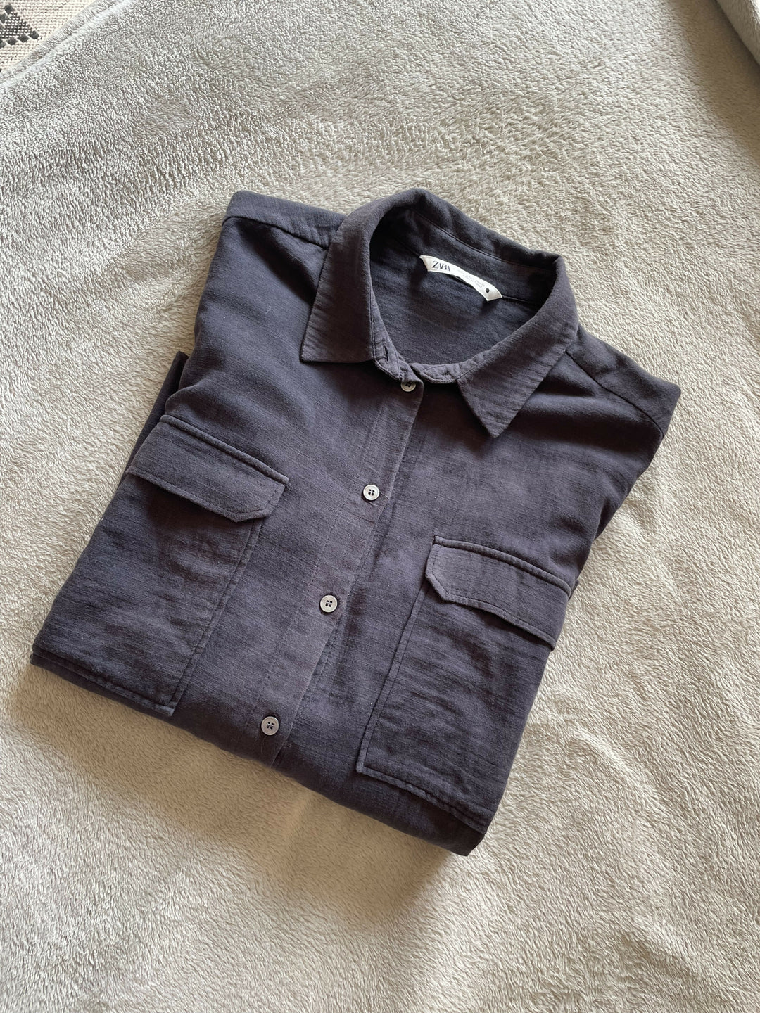 Zara Black/Grey Cotton Shirt