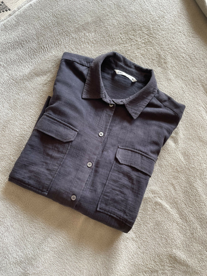 Zara Black/Grey Cotton Shirt