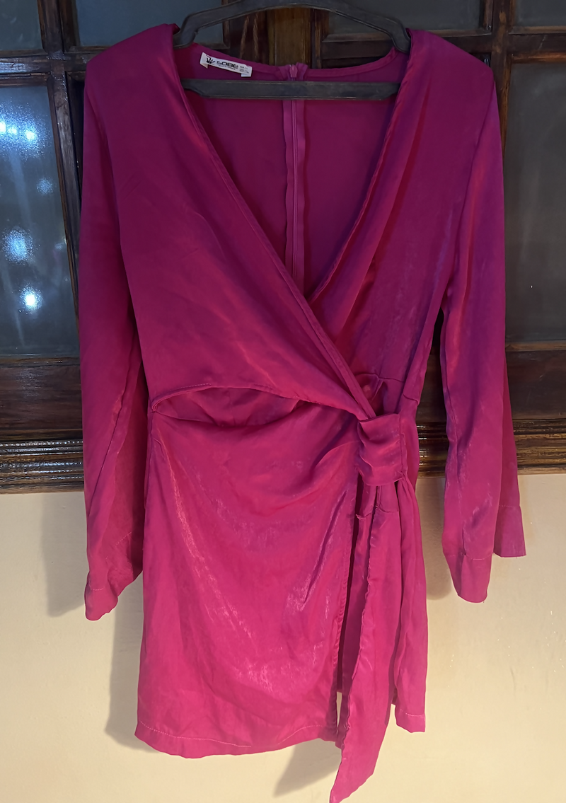 Sobe Pink Satin Dress Size M-L