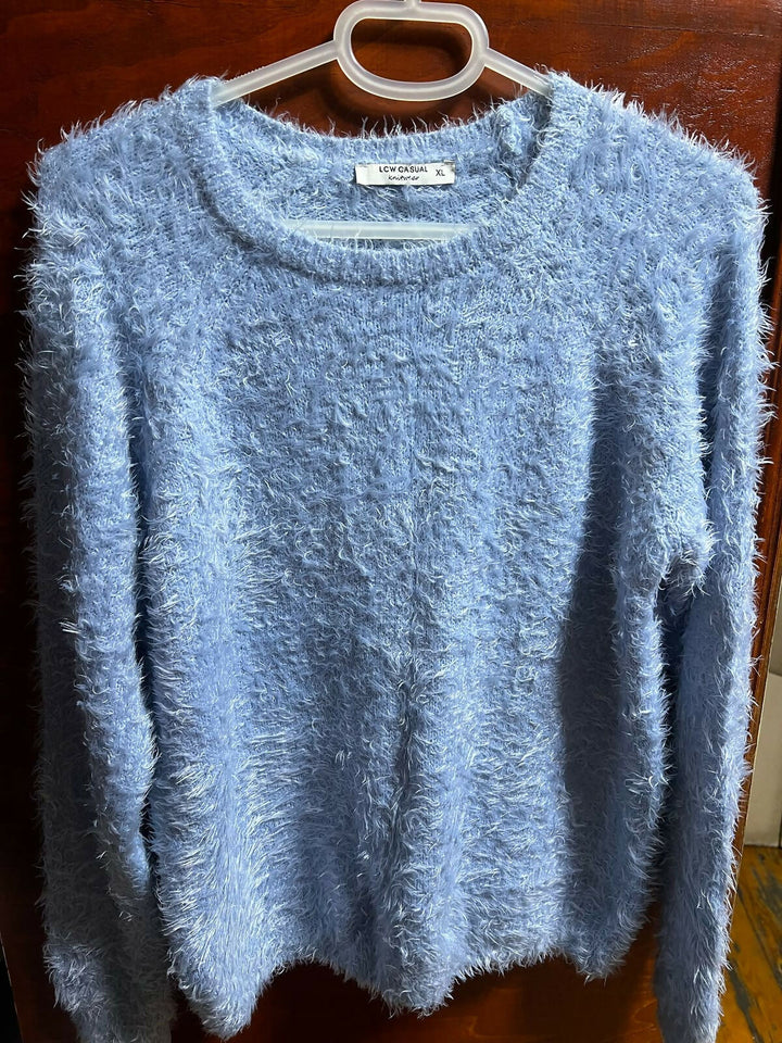 LCW Furry Blue Winter Pullover