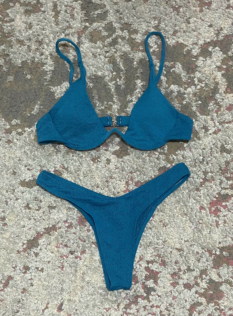 shein Turquoise Bikini Top & Bottom size M