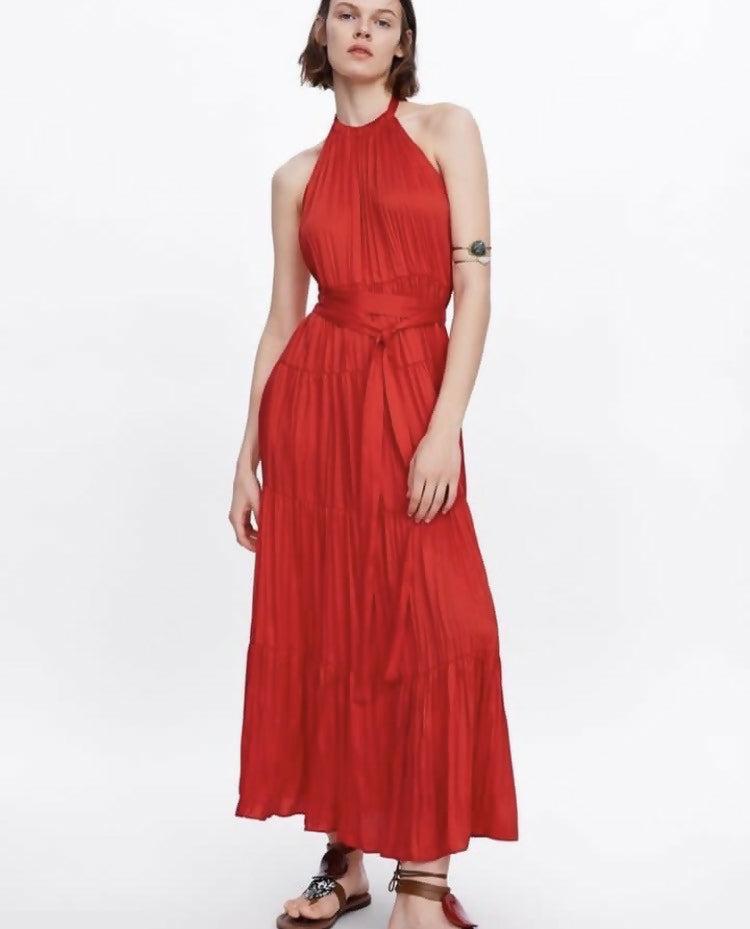 Zara Backless Red Dress Size M