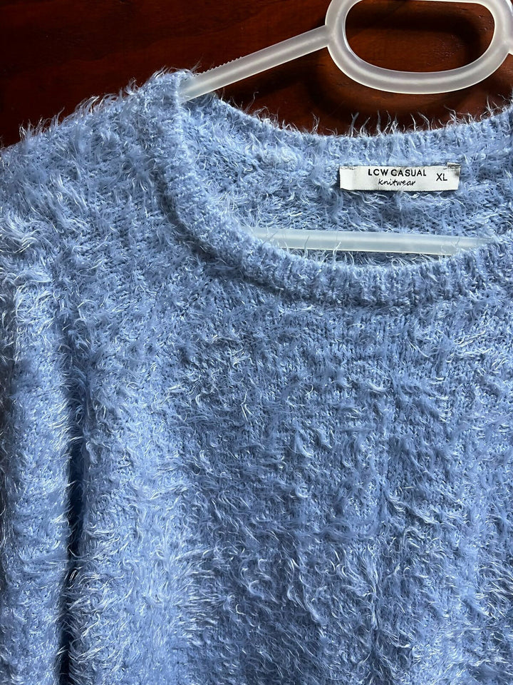 LCW Furry Blue Winter Pullover