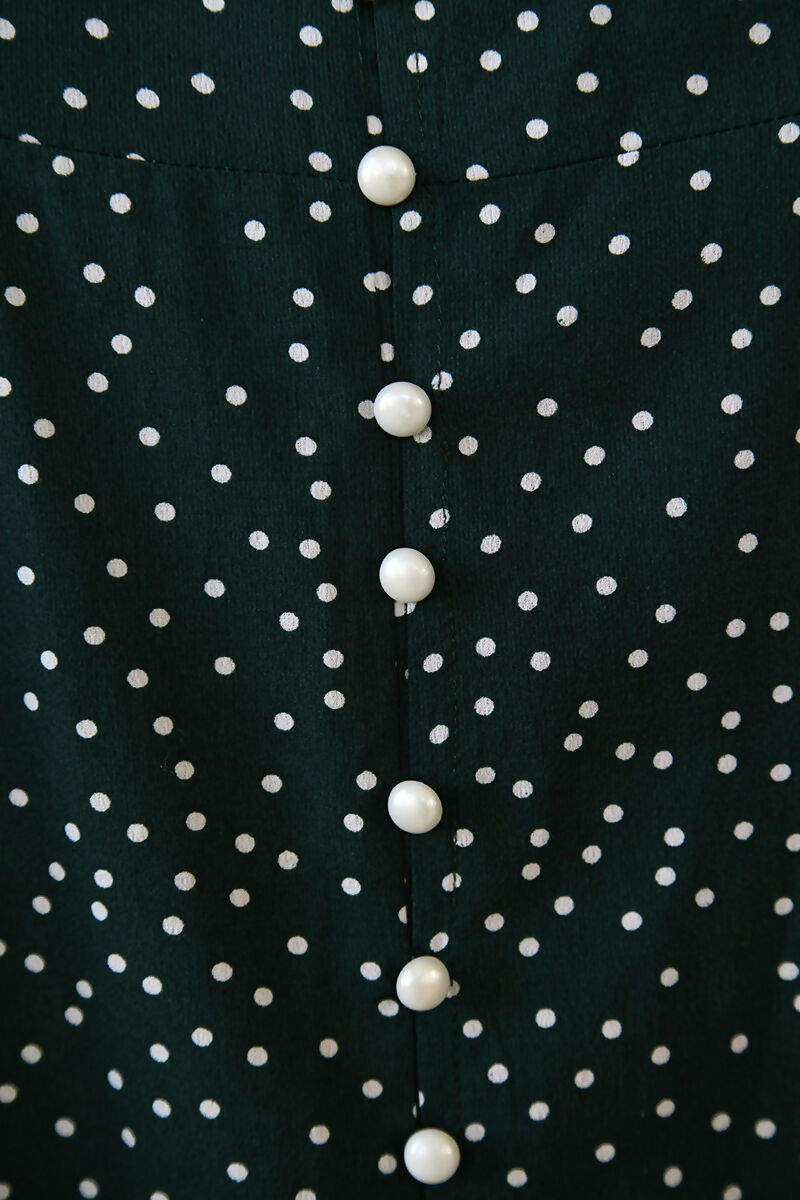 Polka Dots Green Dress S-M