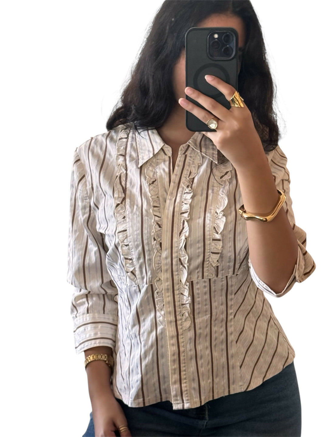 Vintage Ruffle Blouse: M