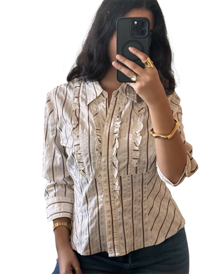 Vintage Ruffle Blouse: M