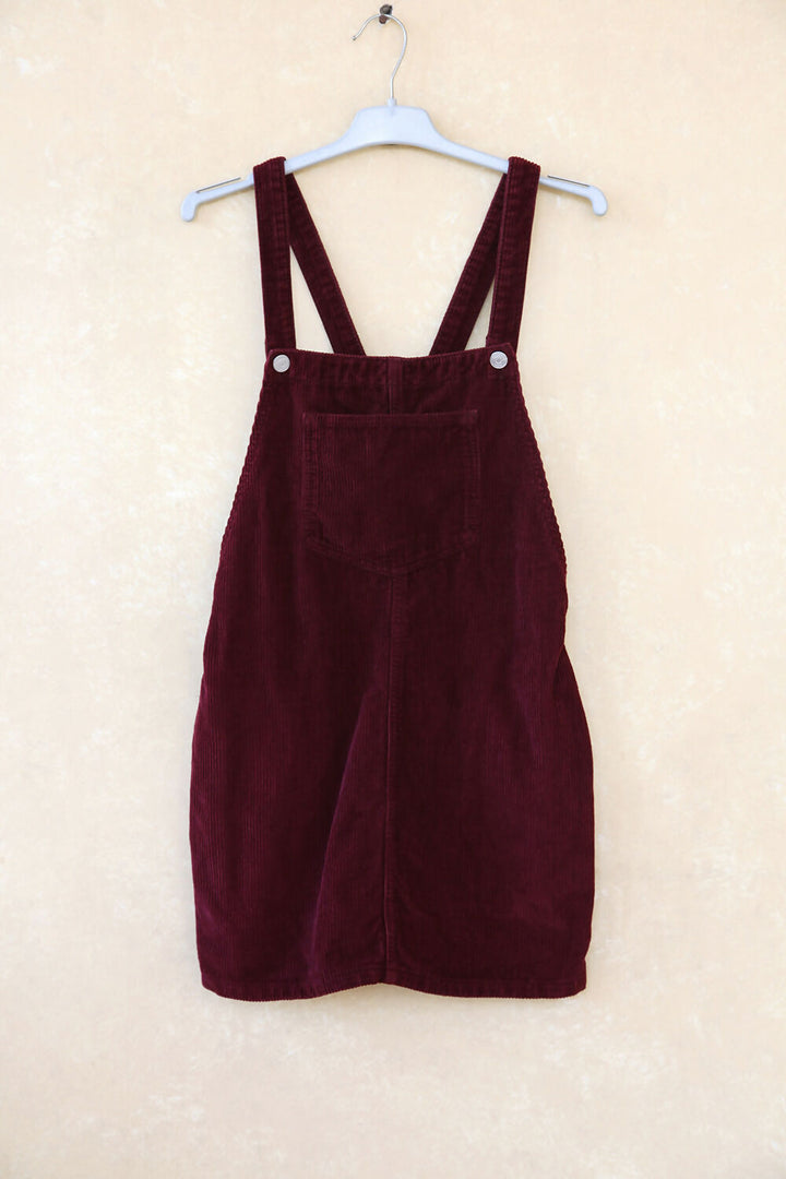 Topshop Corduroy Overall Burgundy Dress