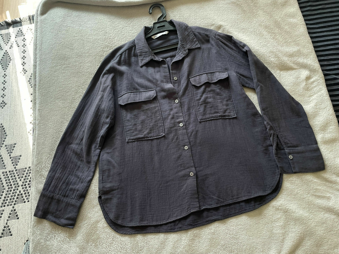 Zara Black/Grey Cotton Shirt