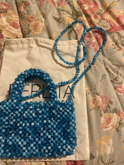 Perlita Blue Beaded Bag