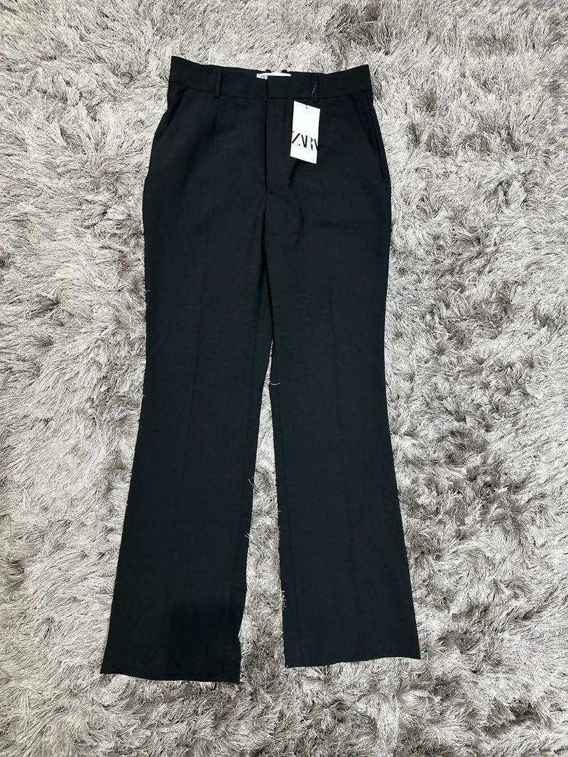 Zara New Black High Rise Wool Pants Size: L NEW WITH TAG