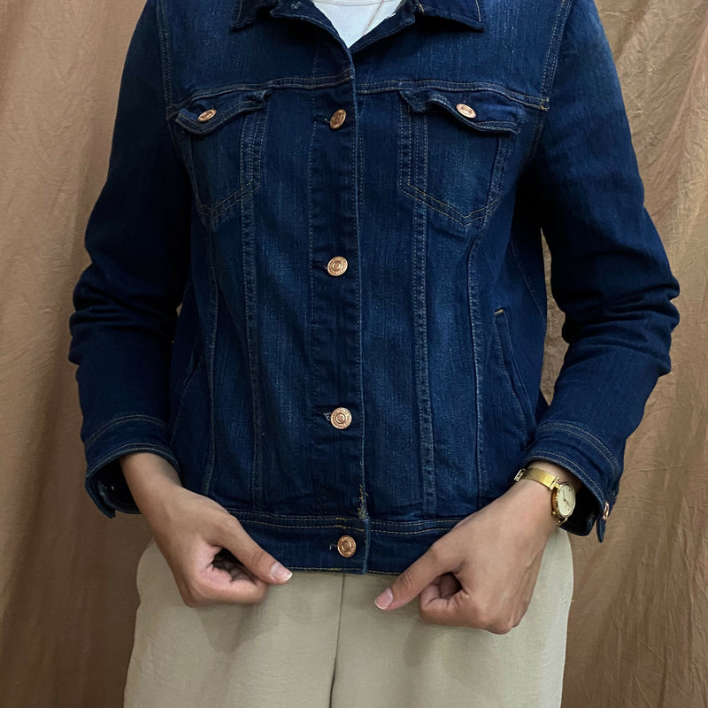 MANGO dark-wash denim jacket