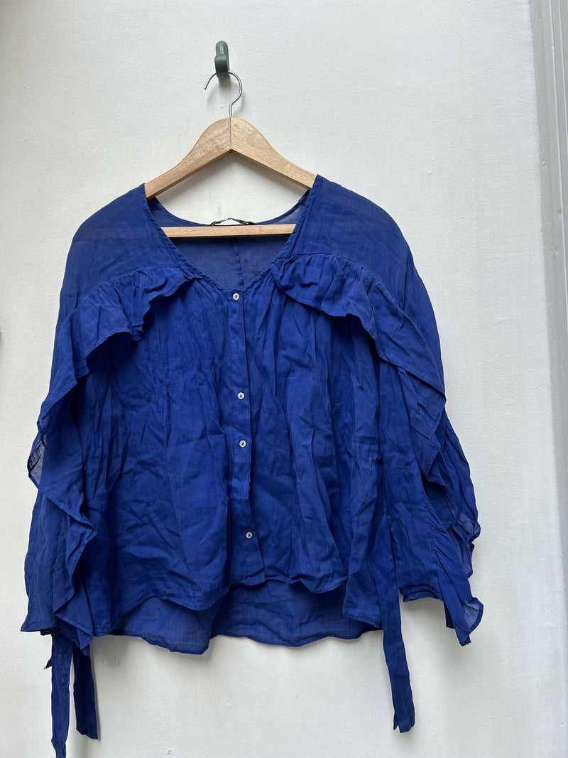 Zara Basic Blue Blouse Size L