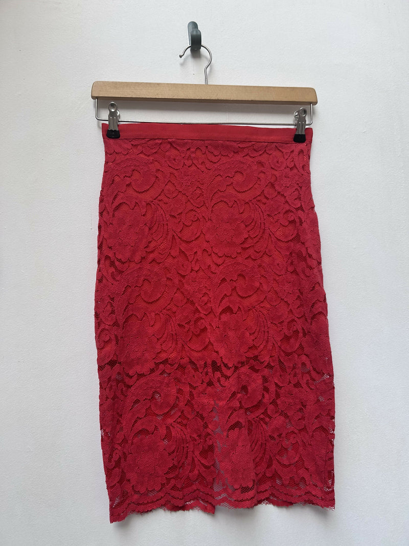 Red Lace Pull & Bear Skirt Size S