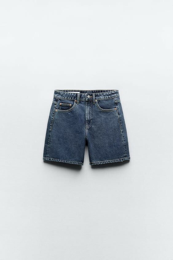 ZARA Mid-rise denim Bermuda shorts Size: M NEW WITH TAG