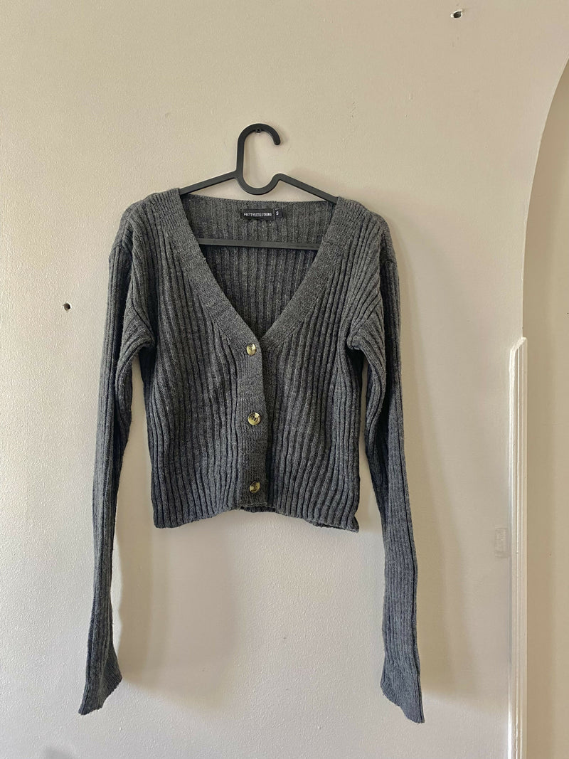 Pretty Little Thing Dark Gray cardigan Size: S