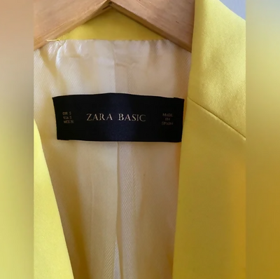 Zara Basic Lemon Yellow Blazer Size: M/L