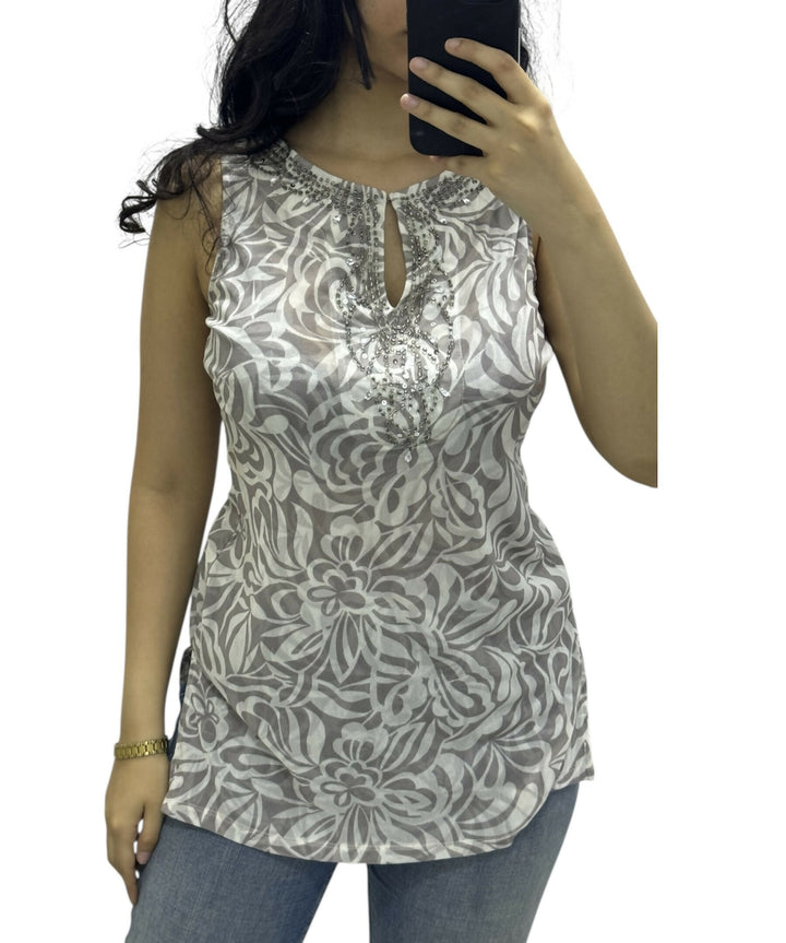 INC International Concepts sleeveless Beaded Tunic Top: M