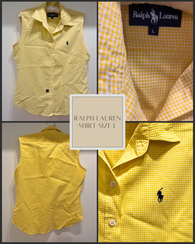 Ralph Lauren Sleeveless Yellow Shirt Size: L