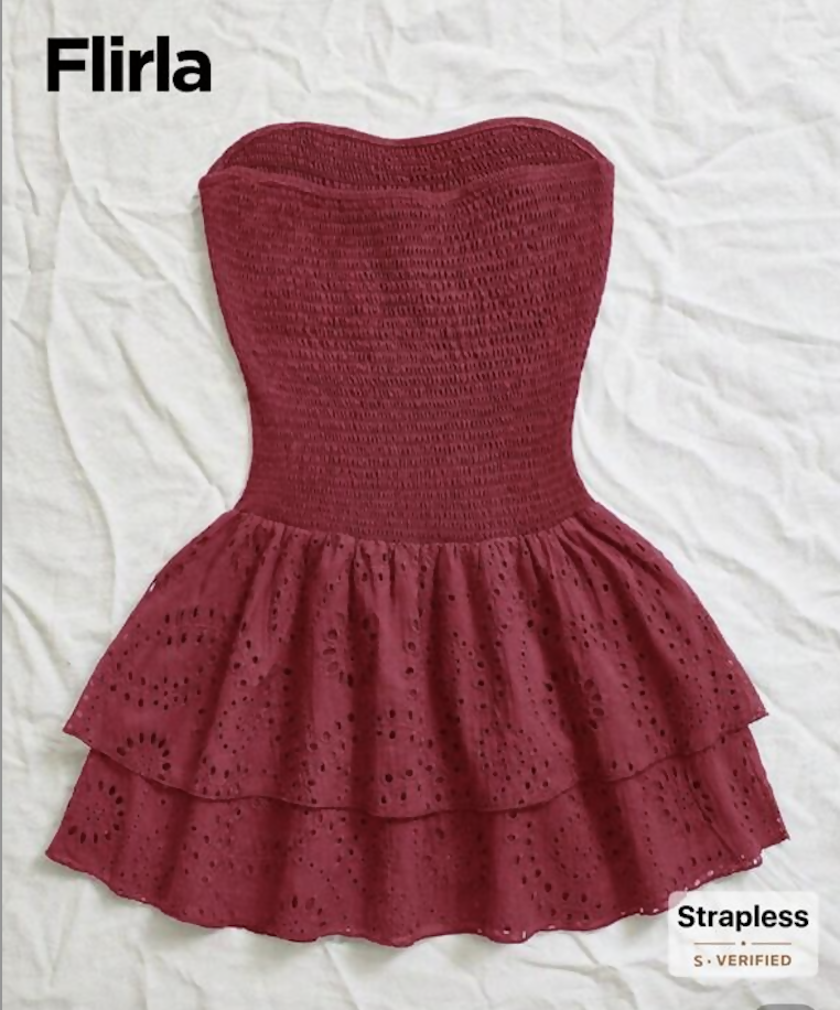 Shein Red Eyelit Layered Summer Dress