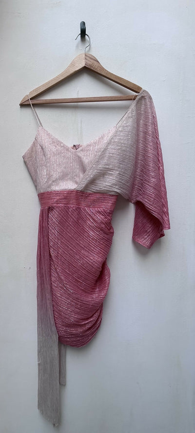 Pink Glitter One Shoulder Dress S-M