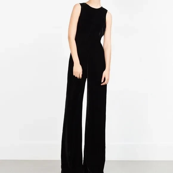 NEW W/TAG Zara Velvet Jumpsuit Size M