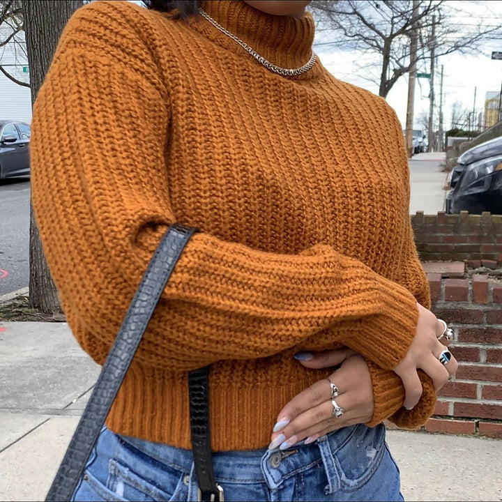 H&M Orange Chunky Cropped Sweater: S