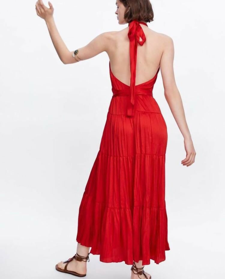 Zara Backless Red Dress Size M