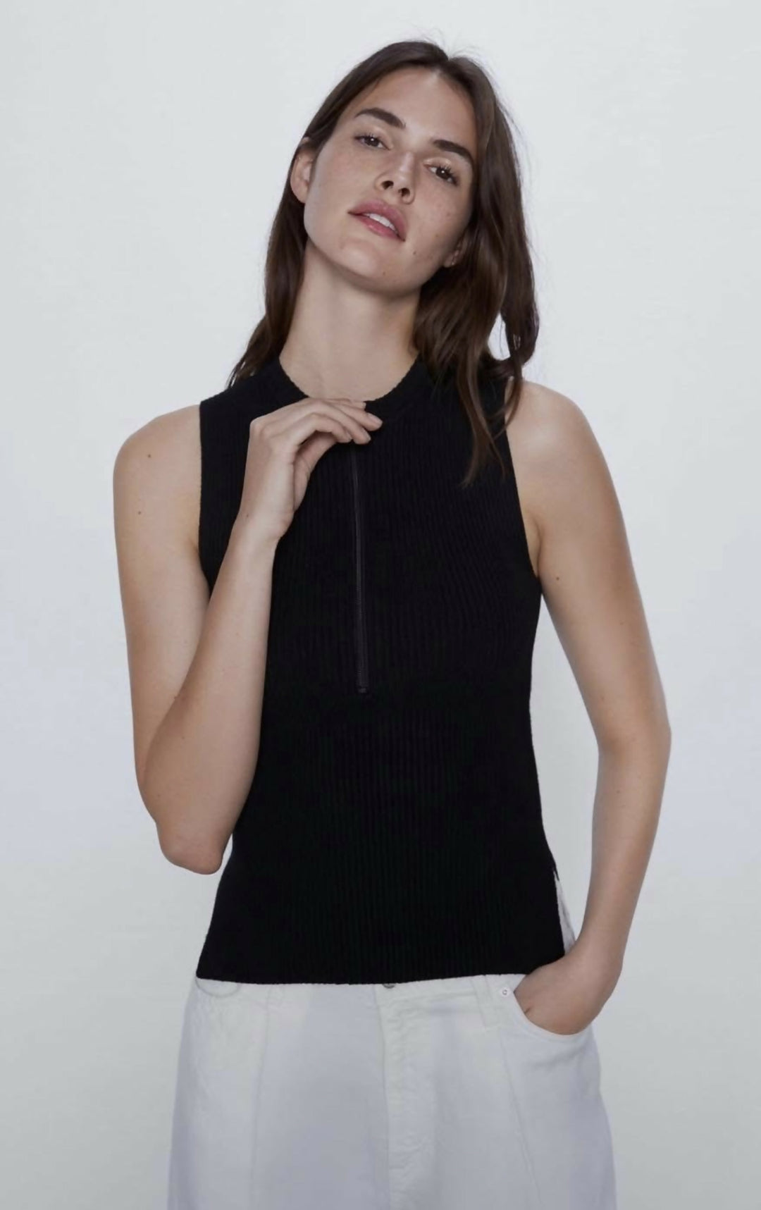 Zara Ribbed Knit Top:M
