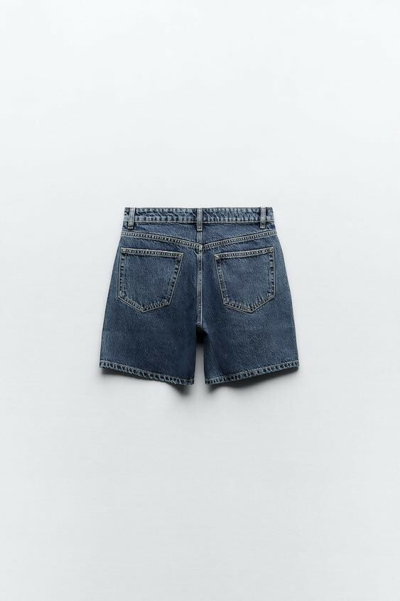 ZARA Mid-rise denim Bermuda shorts Size: M NEW WITH TAG