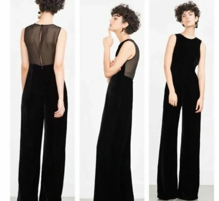 NEW W/TAG Zara Velvet Jumpsuit Size M