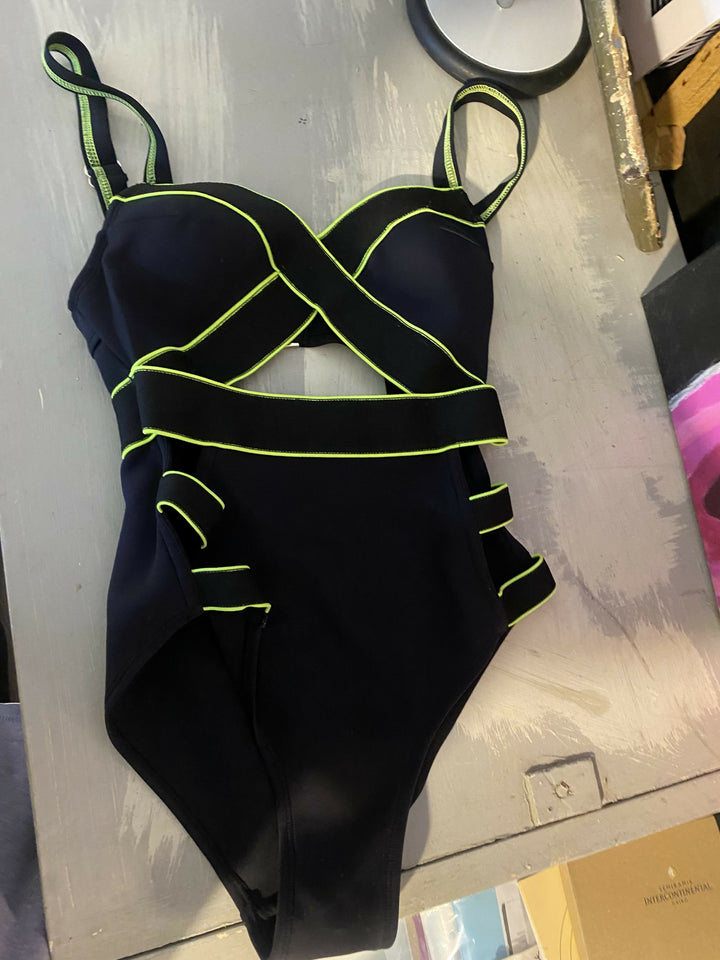 Black and Neon Swimsuit Size: XS/S