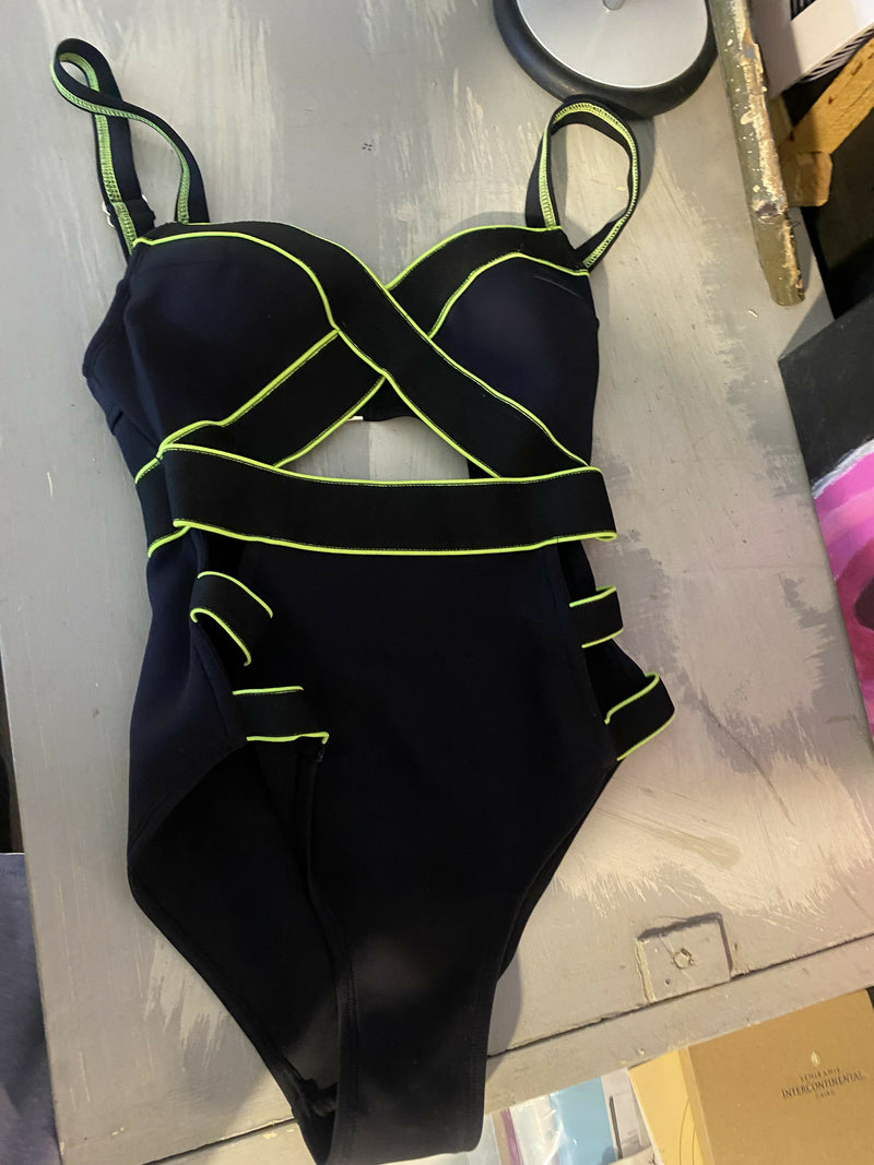 Black and Neon Swimsuit Size: XS/S