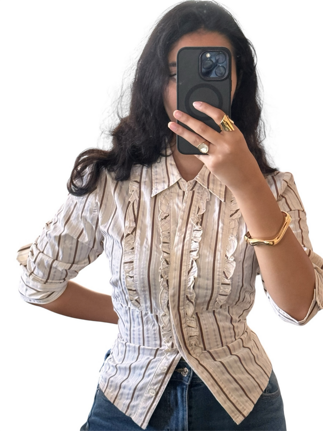 Vintage Ruffle Blouse: M