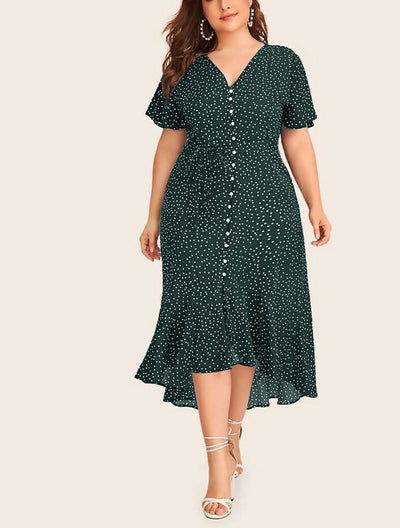 Polka Dots Green Dress S-M