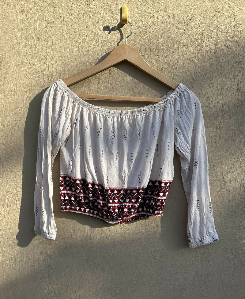 H&M Off-Shoulder Patterned Top Size XS