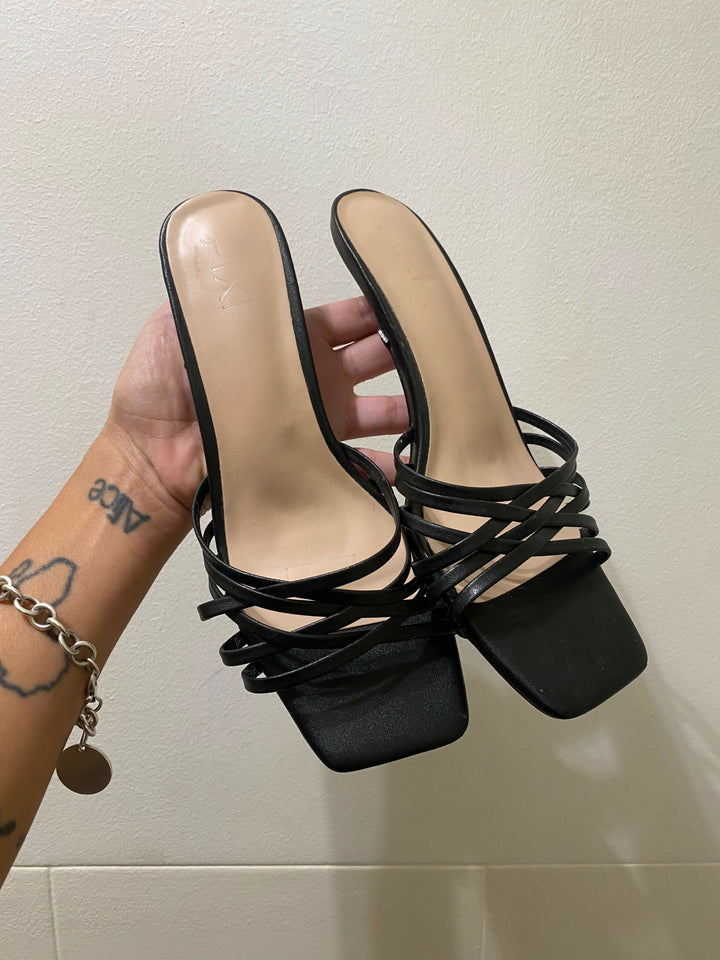 Pixi Black Criss Cross strappy Heels